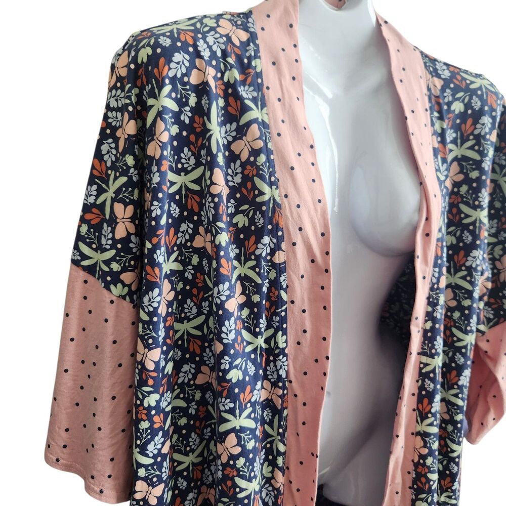 Pact Organic Cotton Robe-M/L-Bufferfly/Dragonfly/Floral-No Belt-Cottagecore - Picture 3 of 12